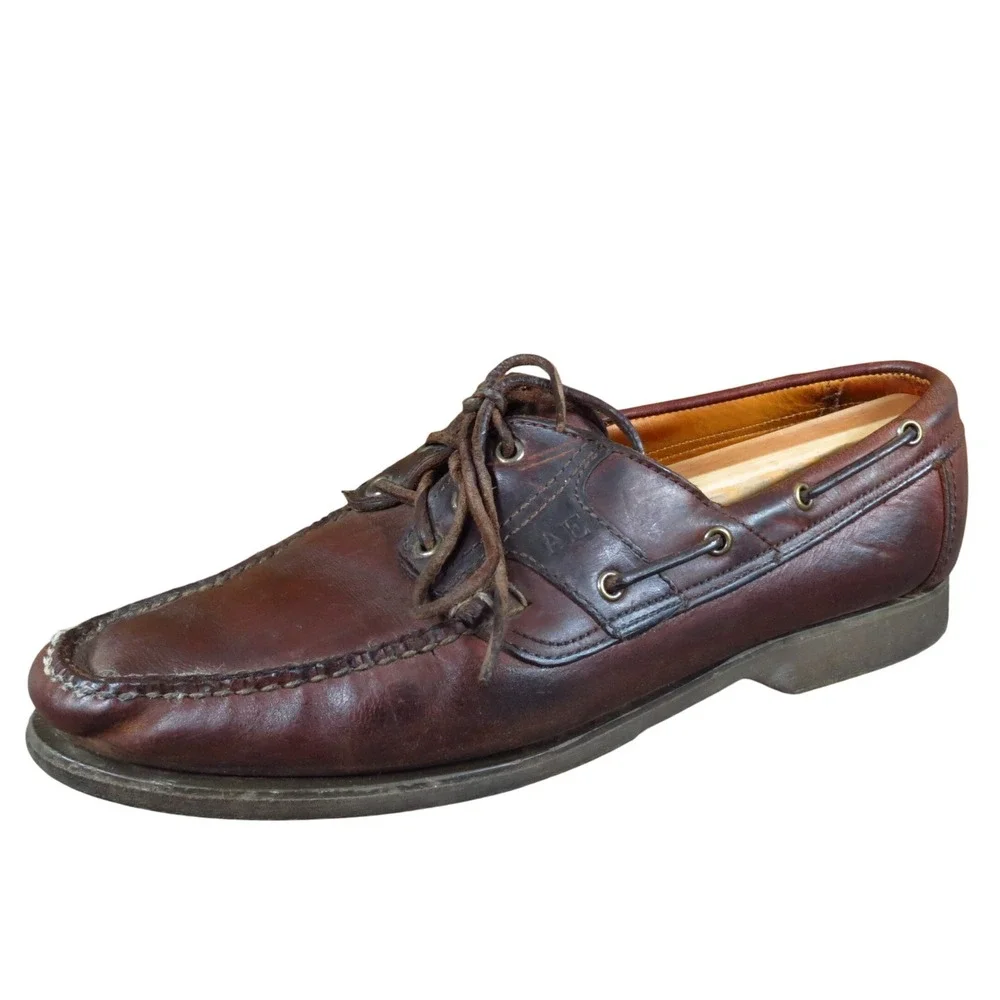 Allen Edmonds Key Largo Men's Boat‎ Shoes Brown Leather Lace-Up Size 11D